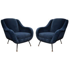 Pair of 1950's Italian Club Chairs in the style of Marco Zanuso